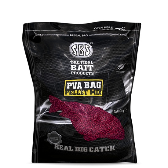SBS PVA Bag Pellet Mix 500g Strawberry Jam, SBS Tactical Bait Products - baitshop